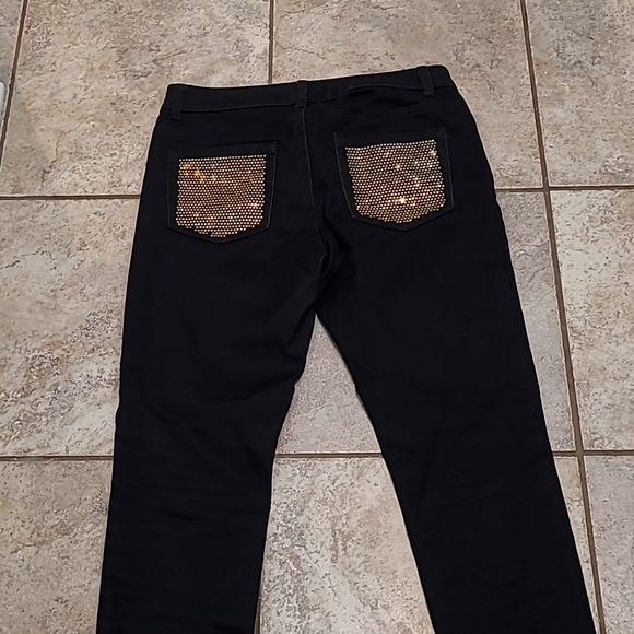 MK DENIM GOLD SPARKLE DESIGN STRETCH JEGGINGS~GREAT FOR THE HOLIDAYS - Picture 5 of 11